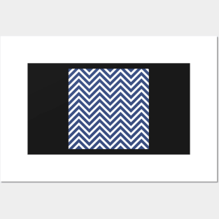 Blue and White Chevron Pattern Posters and Art